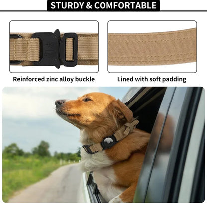 Collier Tactique Robuste pour Chien avec Porte-Traceur GPS AirTag