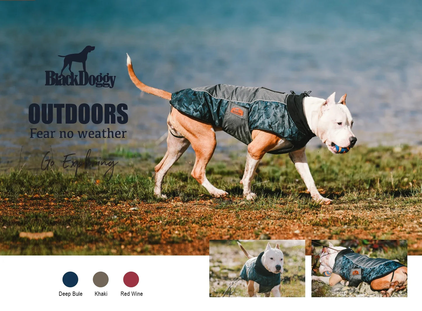 Manteau d'hiver en coton BlackDoggy pour chien pour l'exploration en plein air