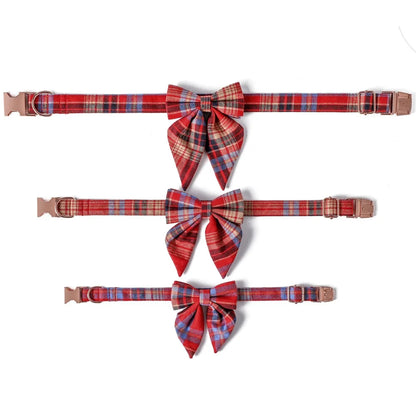 Collier pour Animaux à Carreaux avec Nœud Papillon pour Chats et Chiens - Ajustement Réglable