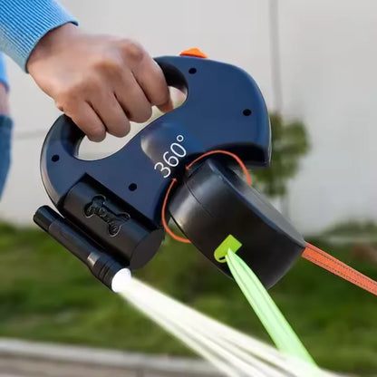 Laisse Double Rétractable Réglable pour Chien avec Lumière de Sécurité
