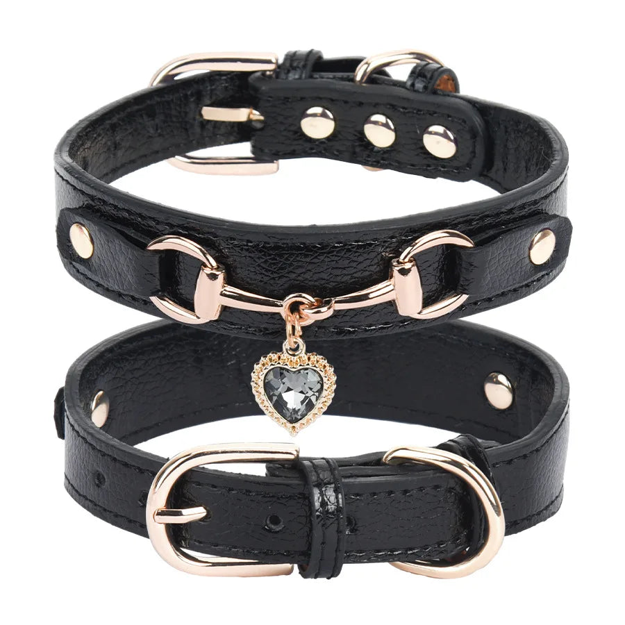 Collier pour chien en cuir PU rembourré et confortable pour petites races