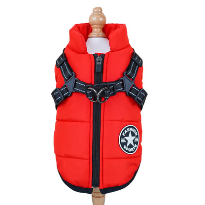 Manteau d'hiver imperméable pour animaux avec harnais intégré pour chiens et chats