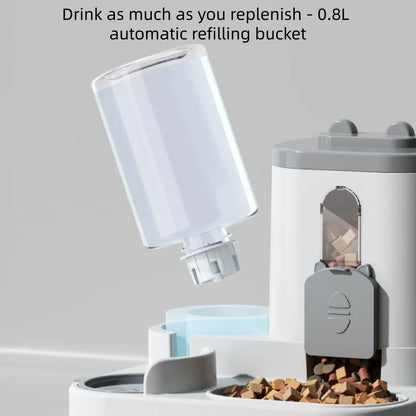 Distributeur automatique 2-en-1 de nourriture et fontaine à eau pour animaux