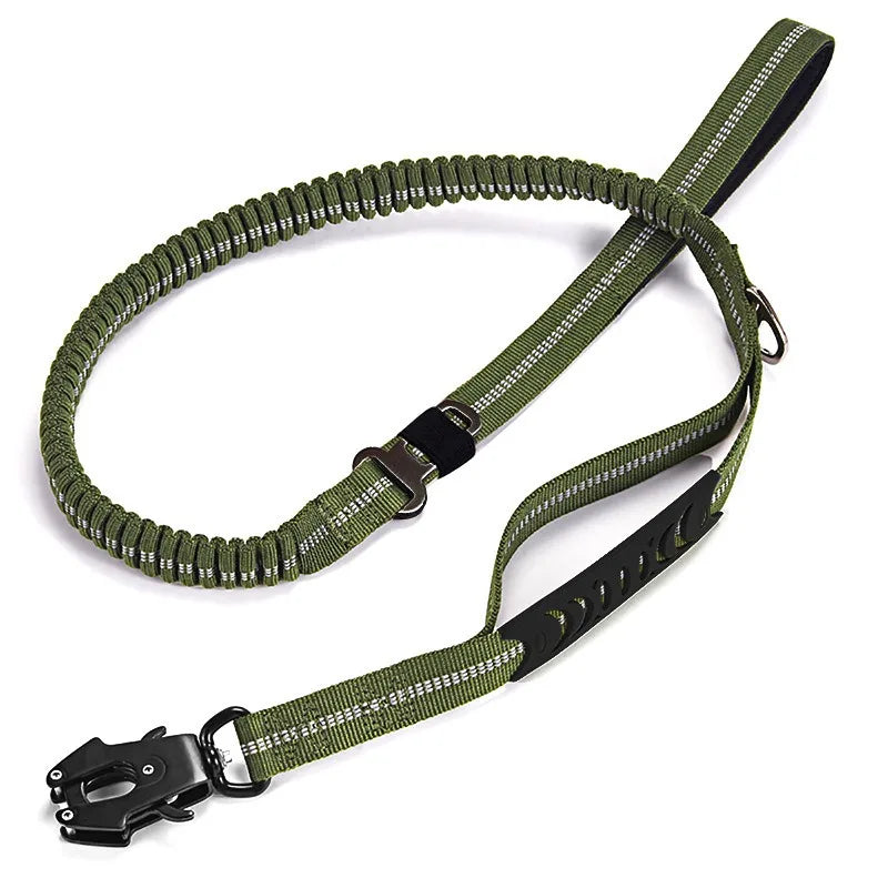 Laisse Tactique Bungee Amortissante pour Chien avec Attache Rapide