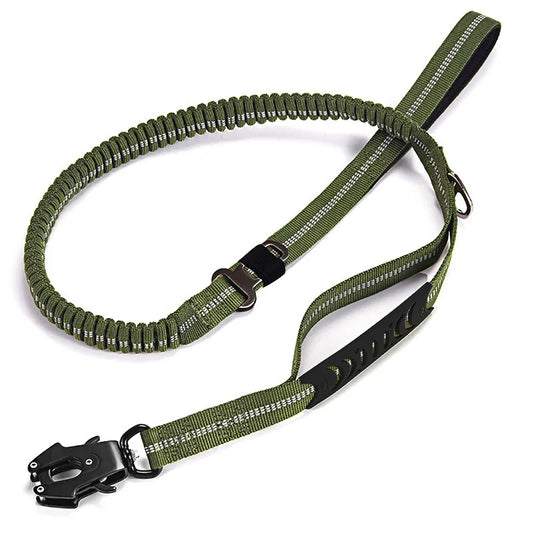 Laisse Tactique Bungee Amortissante pour Chien avec Attache Rapide