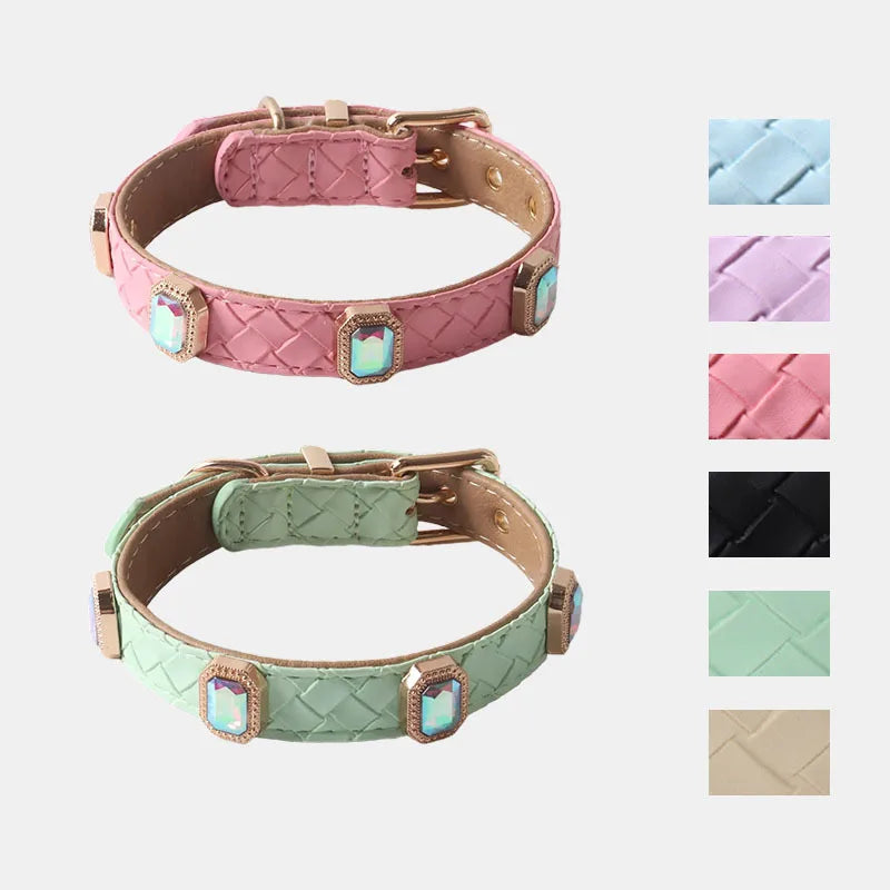 Collier Tressé en Cuir PU pour Chien et Chat avec Boucle en Métal