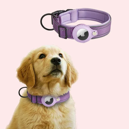Collier en Nylon Réfléchissant Ajustable pour Chien avec Housse AirTag