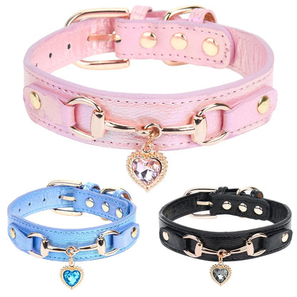 Collier pour chien en cuir PU rembourré et confortable pour petites races