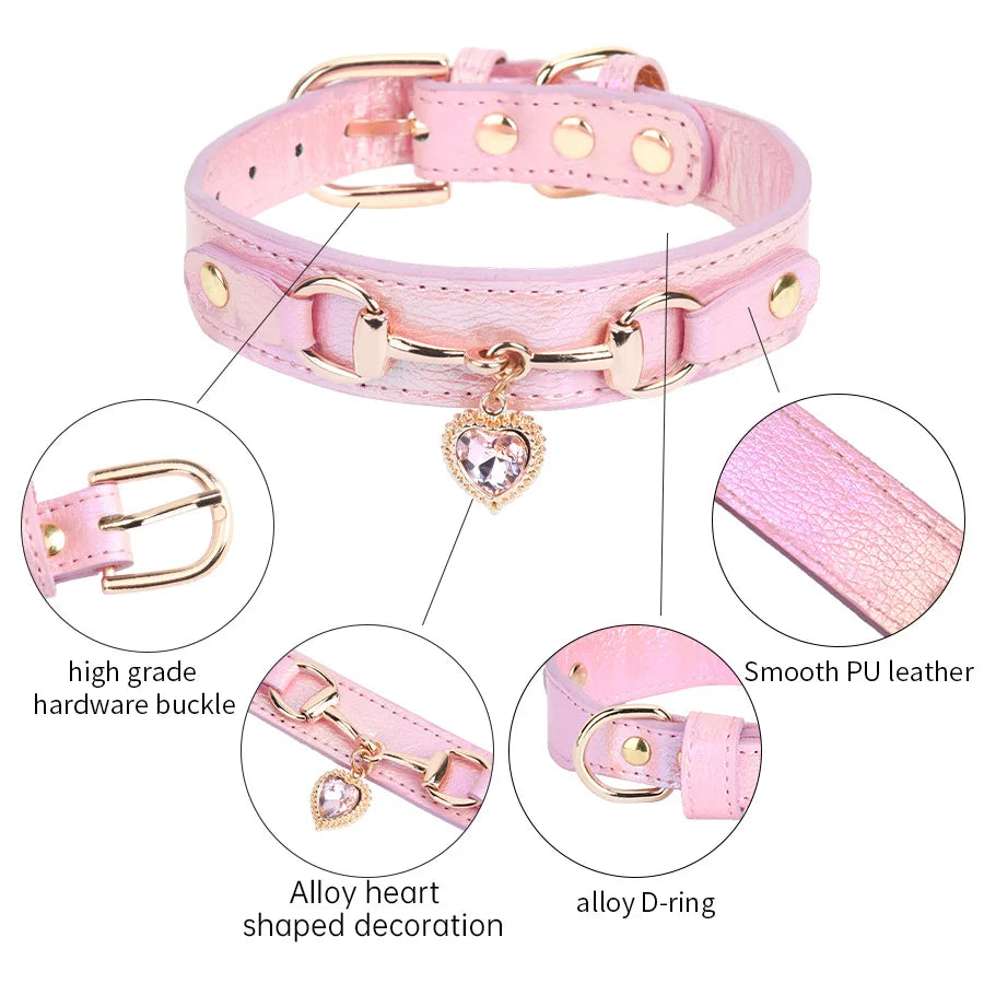 Collier pour chien en cuir PU rembourré et confortable pour petites races