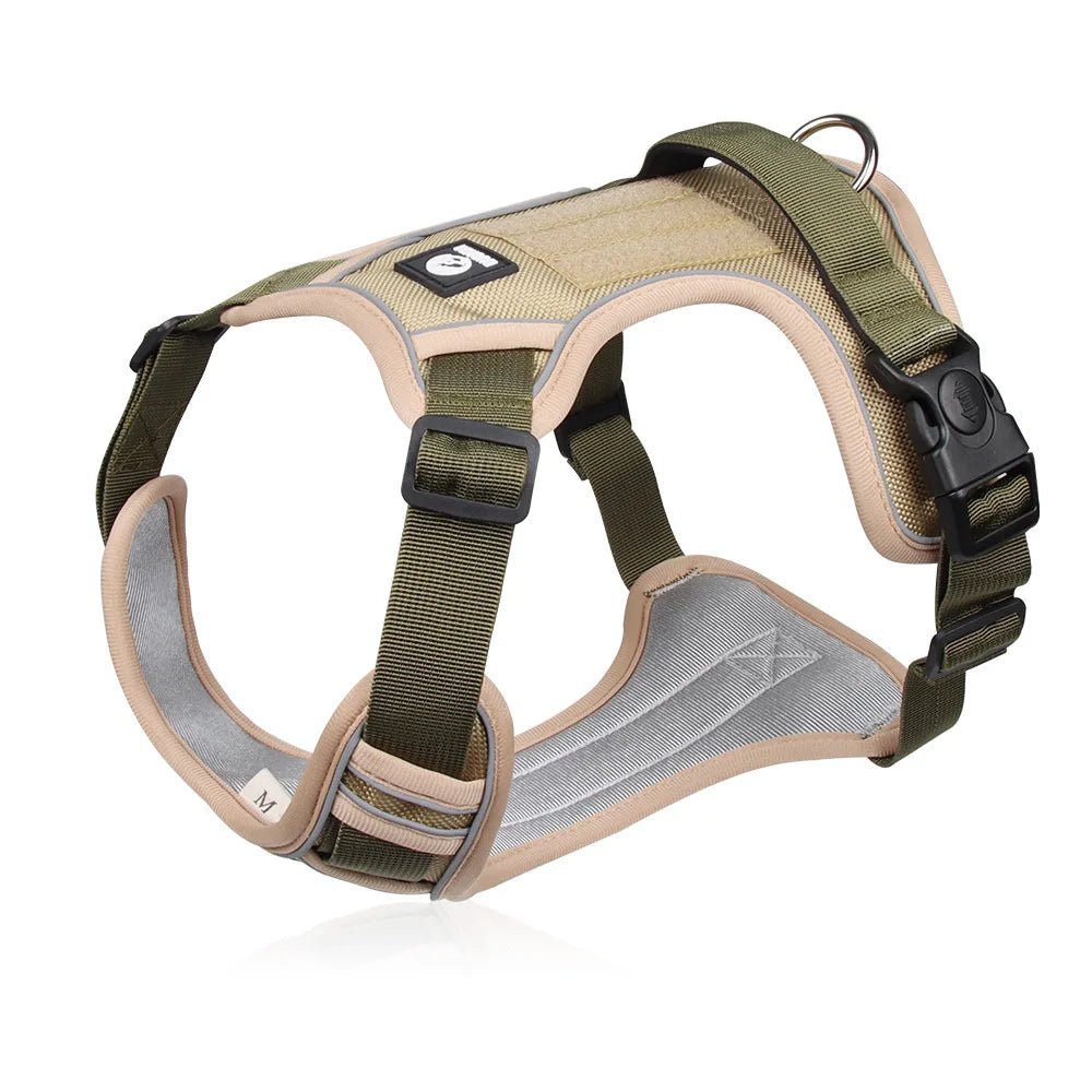 Harnais tactique anti-traction pour chien avec visibilité réfléchissante