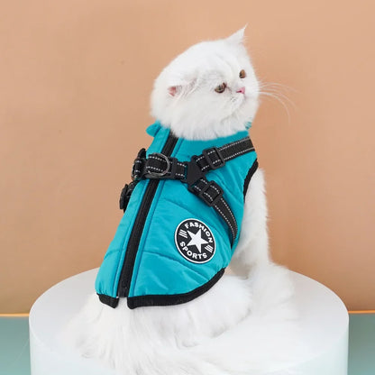 Manteau d'hiver imperméable pour animaux avec harnais intégré pour chiens et chats
