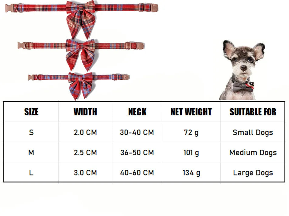 Collier pour Animaux à Carreaux avec Nœud Papillon pour Chats et Chiens - Ajustement Réglable