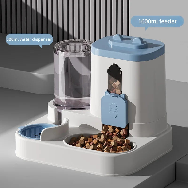 Distributeur automatique 2-en-1 de nourriture et fontaine à eau pour animaux