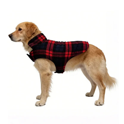 Gilet Polaire Imperméable pour Grands Chiens - Carreaux Rouges