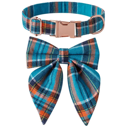 Collier pour Animaux à Carreaux avec Nœud Papillon pour Chats et Chiens - Ajustement Réglable