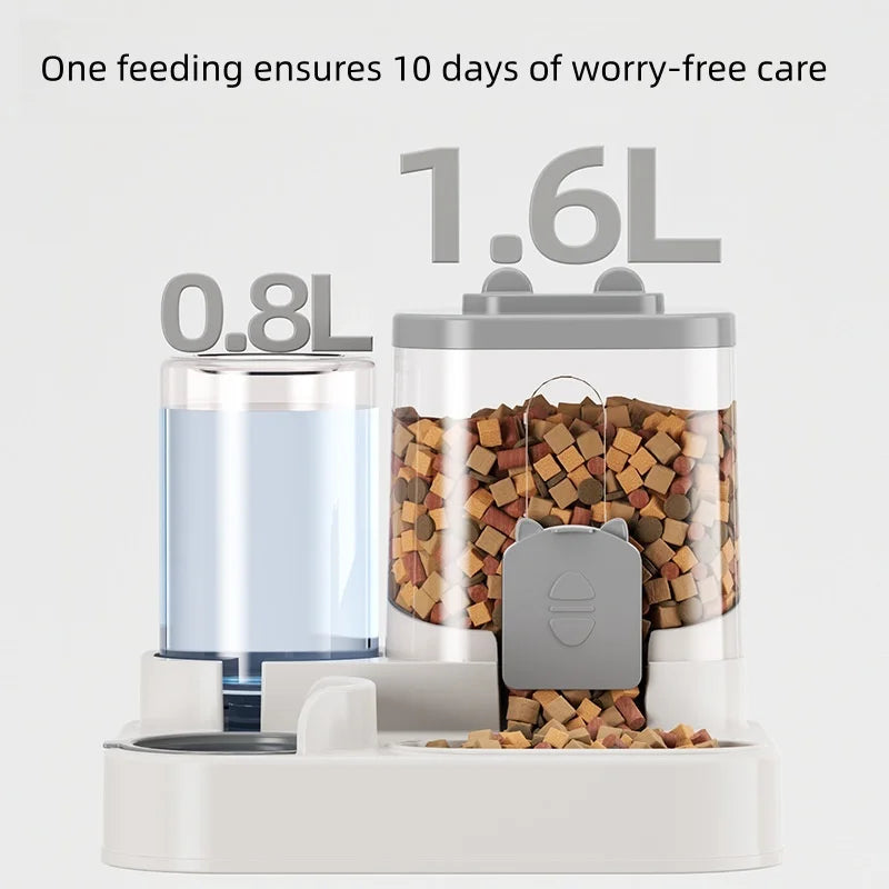 Distributeur automatique 2-en-1 de nourriture et fontaine à eau pour animaux