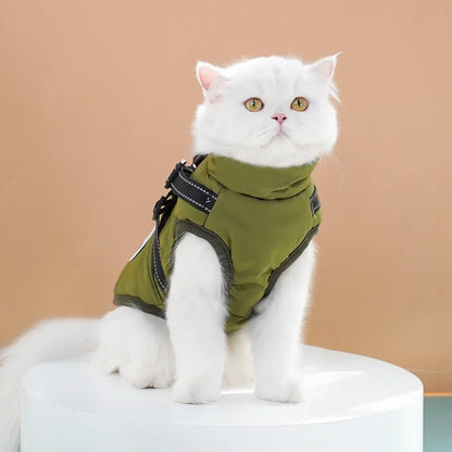 Manteau d'hiver imperméable pour animaux avec harnais intégré pour chiens et chats