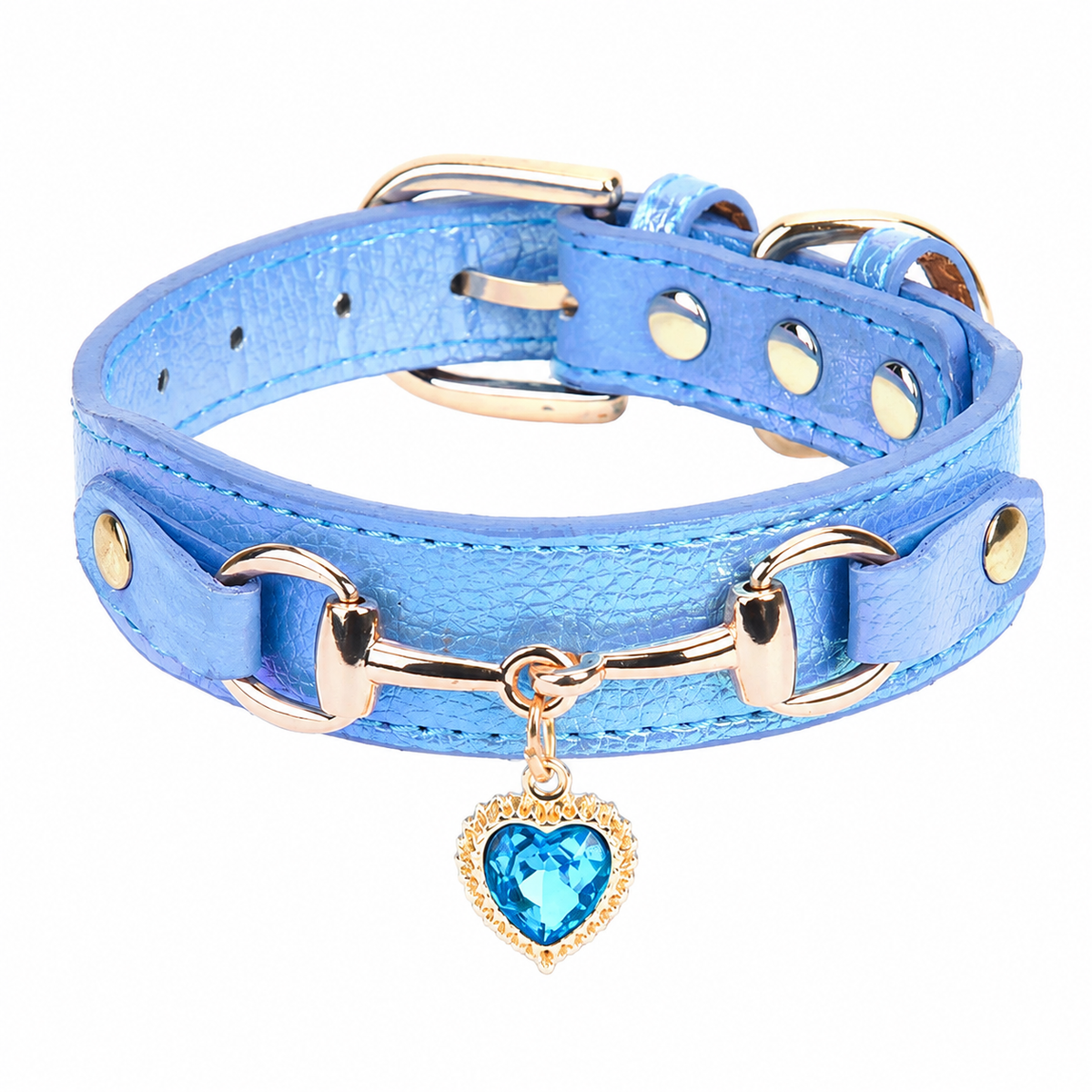 Collier pour Petit Chien en Cuir PU avec Pendentif Cœur