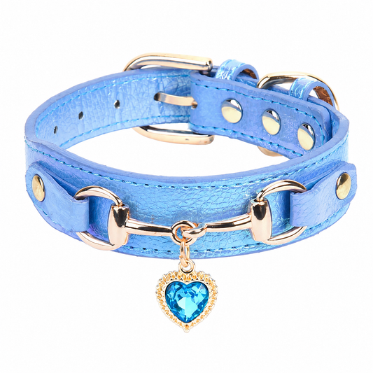 Collier pour Petit Chien en Cuir PU avec Pendentif Cœur