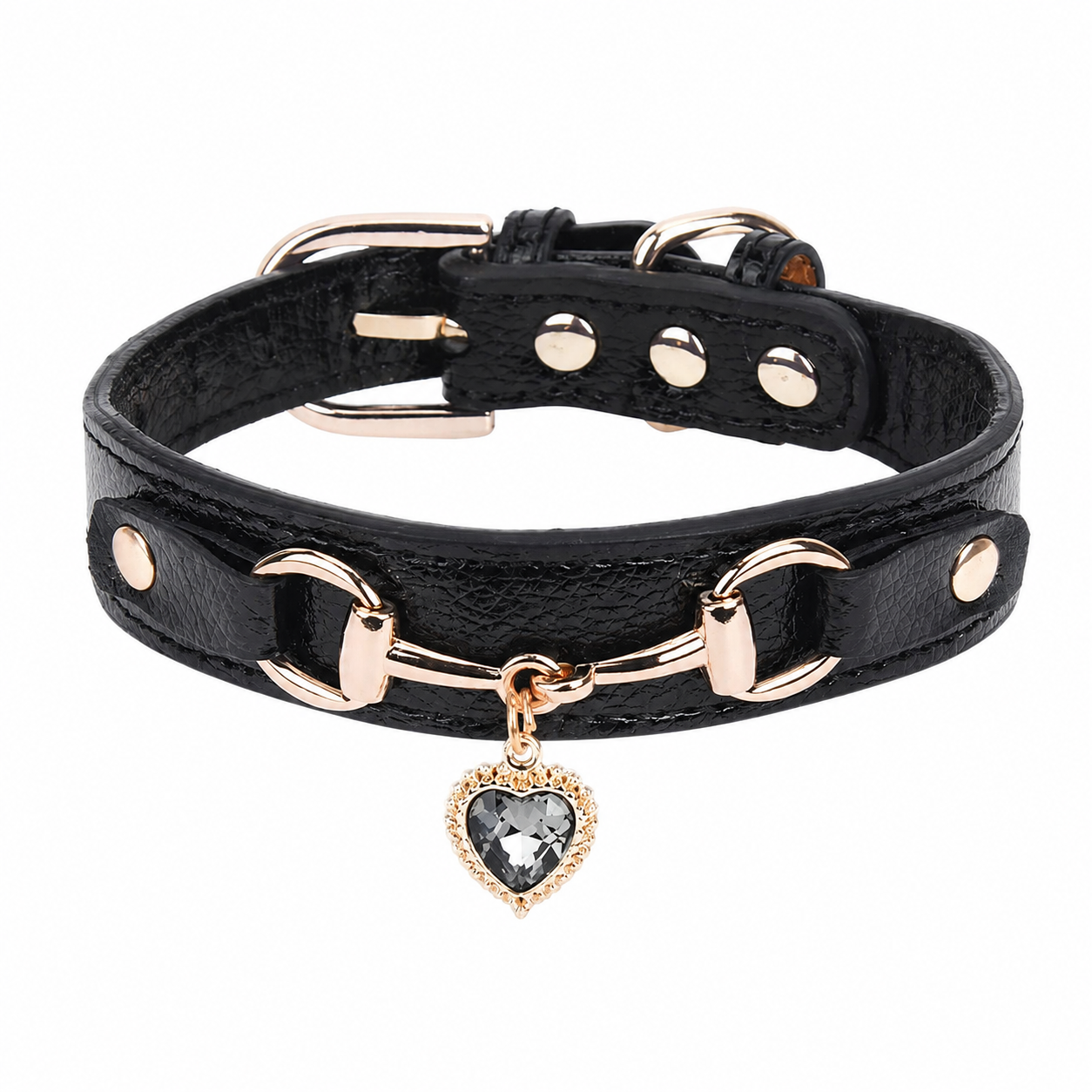 Collier pour Petit Chien en Cuir PU avec Pendentif Cœur