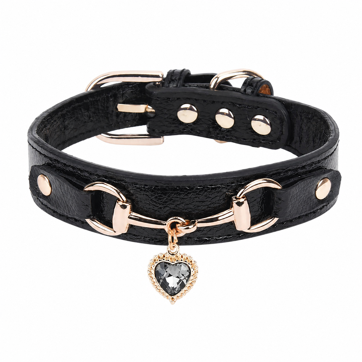 Collier pour Petit Chien en Cuir PU avec Pendentif Cœur