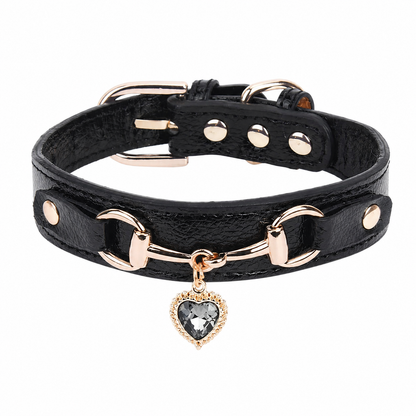 Collier pour Petit Chien en Cuir PU avec Pendentif Cœur